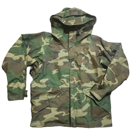 Army Mens Green Camouflage Hooded Front Zipper Parka Jacket Size Medium - Picture 8 of 14